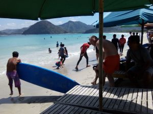 learning to surf at Selong Belanak Beach